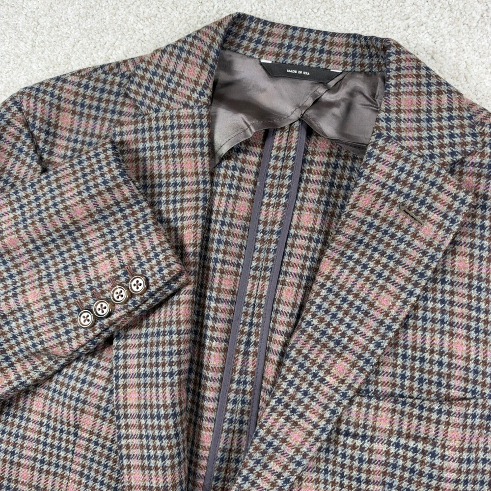 Miller's Oath Sport Coat Mens 42 Reg Brown Houndstooth Wool Cashmere Blazer